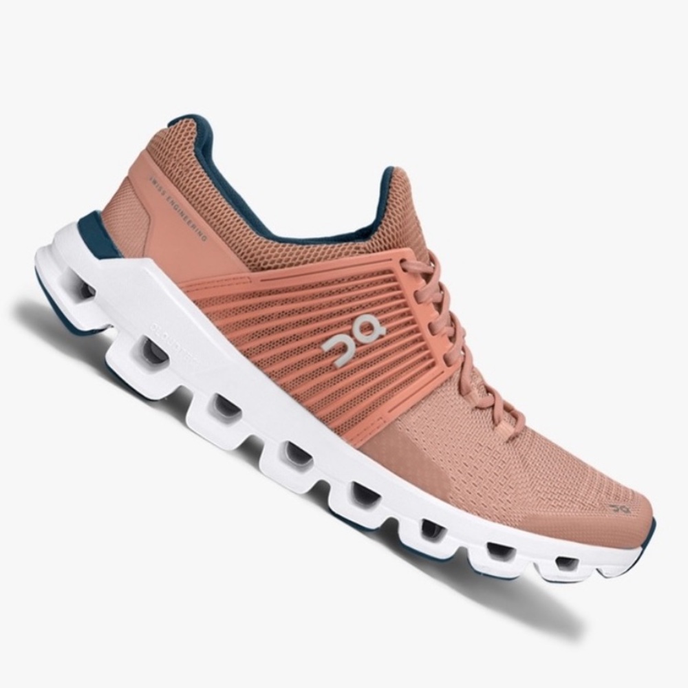 On Running Women's Cloudswift Sneakers in Rose with Navy Trim